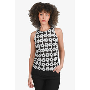 Pre-loved Chanel™ Black/White Sequin Flower Sleeveless Top Size 36